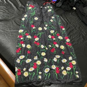black floral sleeveless kurta
